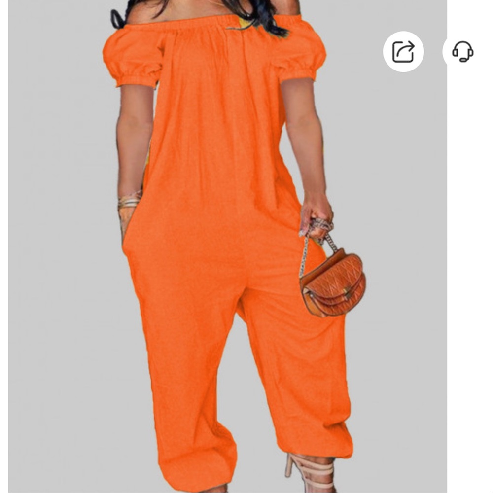 Casual Orange off the shoulder jumpsuit